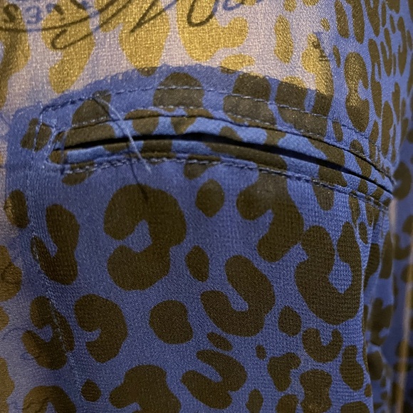 Women’s sheer blue and black leopard print blouse - Picture 6 of 10